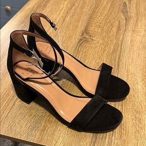 a new day Black Heels with Thin Straps and Block Heel